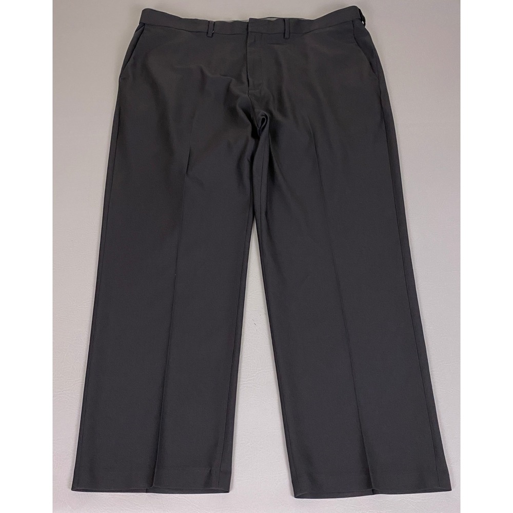 Haggar Premium Comfort Dress Pant Men's 42x30 Classic Fit Dark Gray Flat Front*
